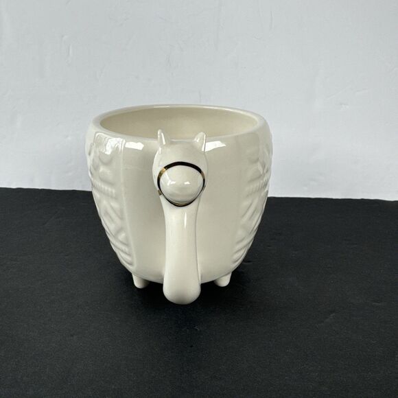 Llama Coffee Mug‎ Cup Opalhouse Cream White Gold Accents Textured - Picture 3 of 9